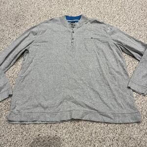 Johnnie O Men's Henley Long Sleeve Tee Sz XXL Cotton Linen Blend Gray Coastal